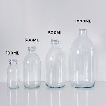 Clear Glass Bottle With Screw Lid And Personalised Waterproof Label, 2 of 9