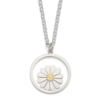 Large Framed Daisy Necklace In Silver And 18ct Gold, 4 of 7