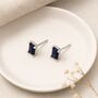 Sterling Silver Sapphire Baguette Stud Earrings – 6mm, thumbnail 3 of 5