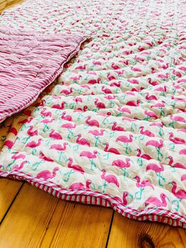 Handmade Flamingo Mini Scallop Quilt, 5 of 7