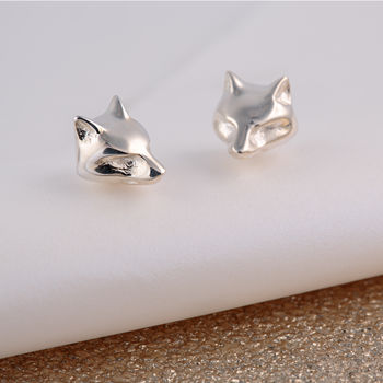 Fox Stud Earrings, Sterling Silver Or Gold Plated, 5 of 6