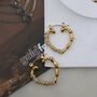 18 Kt Gold Pave Bamboo Heart Hoop Earrings, thumbnail 3 of 9