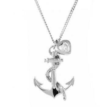 Anchor And Heart Diamond Necklace – Silver/Gold Vermeil, 5 of 7