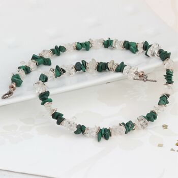 Gemstone Beaded With Crystal And Silver Collar Necklace, 4 of 6