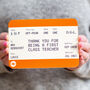 Personalised Train Ticket Card For Teacher, thumbnail 1 of 4