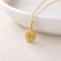 Personalised Gold Plated Sterling Silver October Marigold Birth Flower Pendant Necklace, thumbnail 2 of 9