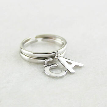 Sterling Silver Initial Letter Ring, 7 of 12