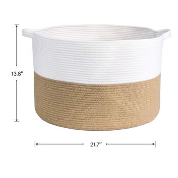 Cotton Rope Basket Hamper White Jute Storage, 3 of 4