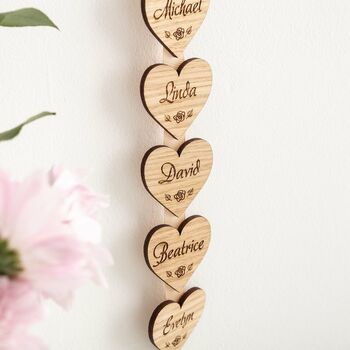 ‘Family Of Many Hearts’ Wooden Hanging Wall Plaque, 2 of 3