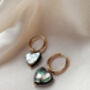 18k Gold Plated Abalone Shell Heart Hoop Earrings, thumbnail 2 of 3
