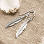 Sterling Silver Dangly Lucky Feather Earrings, thumbnail 1 of 4