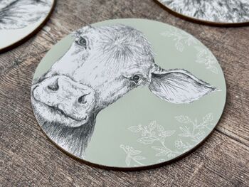 Set Of Four Round Farm Animal Coasters, 4 of 5