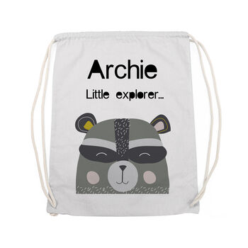 Personalised Children's Raccoon Cotton Nursery Bag, 9 of 12