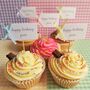 Set Of 10 Personalised Birthday Rainbow Cupcake Toppers, thumbnail 1 of 5