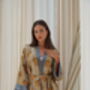 Gold Unisex Batik Silk Blend Kimono Robe Jacket, thumbnail 10 of 11