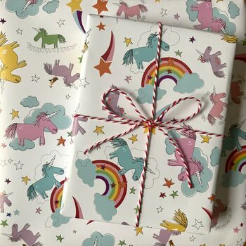 Unicorn Gift Wrapping Paper Or Gift Wrap And Card Set, 5 of 12