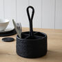 Marbury Black Round Rattan Cutlery Basket, thumbnail 1 of 2