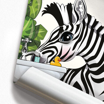 Zebra Drinking, Funny Bathroom Poster, Home Decor, 2 of 7