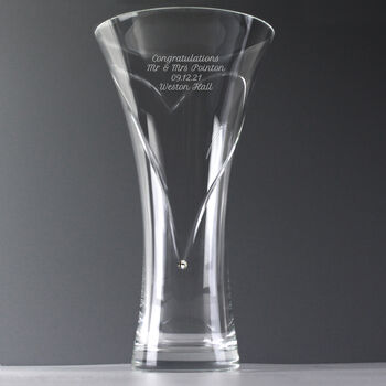 Personalised Heart Silver Swarovski Hand Cut Glass Vase, 3 of 4