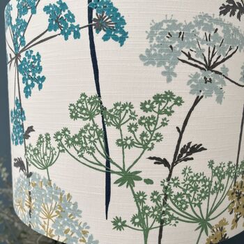 Hedgerow Pistachio And Teal Botanical Drum Lampshades, 2 of 10
