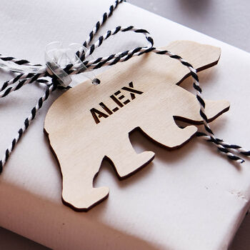 Personalised Wooden Polar Bear Christmas Gift Tag, 2 of 3