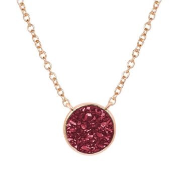 Round Red Druzy Crystal 18k Rose Gold Plated Necklace, 3 of 4