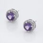 Round Amethyst 925 Sterling Silver Stud Earrings, thumbnail 3 of 4