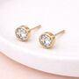 Gold Plated Sterling Silver April Cubic Zirconia Birthstone Stud Earrings – 7mm, thumbnail 2 of 8