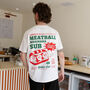 Meatball Marinara Sub Unisex Graphic T Shirt In White, thumbnail 4 of 6