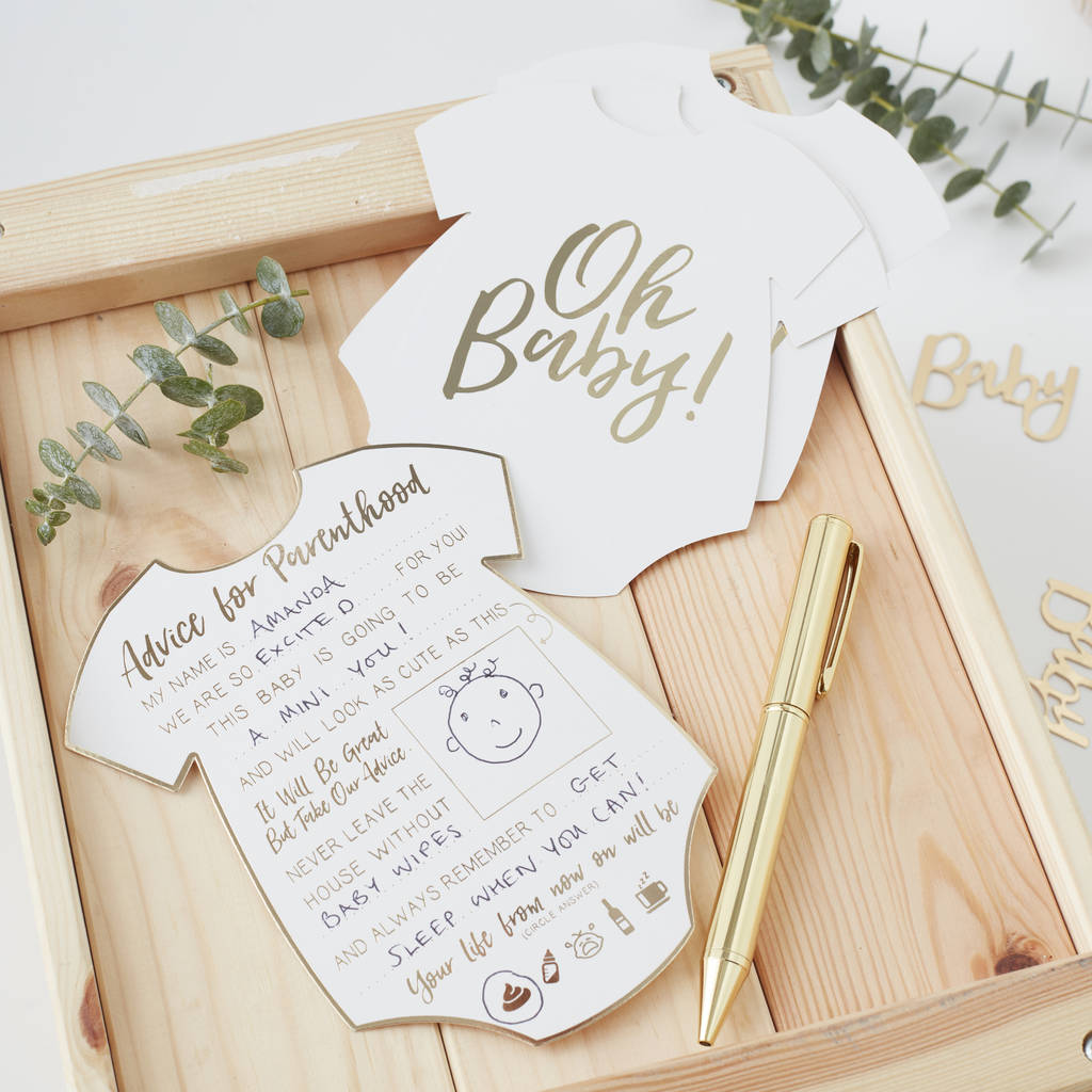 Gold Foiled Baby Shower Advice For Parents Cards By Ginger