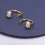 Sterling Silver Minimalist Opal Marquise Huggie Hoop Threader Earrings, thumbnail 3 of 11