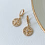 18k Gold Plated Compass Huggie Hoop Earrings, thumbnail 1 of 4