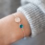 Personalised Initial Disc And Birthstone Bracelet, thumbnail 1 of 12