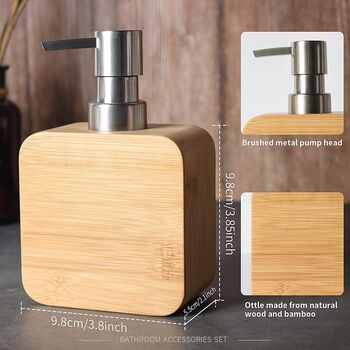 Bamboo Soap Liquid Dispenser Bottle With Pump, 6 of 6