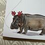 Hippo Christmas Card, thumbnail 2 of 3