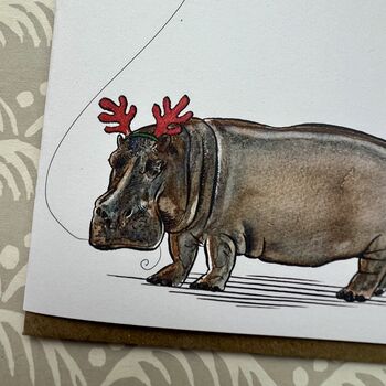 Hippo Christmas Card, 2 of 3