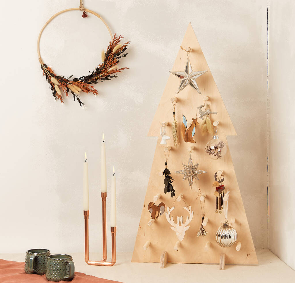 Birch Plywood Christmas Tree Pegboard Advent Calendar By Little Deer