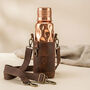 Hammered Copper Water Bottle And Geunine Leather Carrying Bag Set, thumbnail 1 of 11