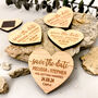 Personalised Save The Date Wooden Heart Magnet Token, thumbnail 7 of 9