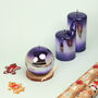 G Decor Purple Two Tone Glitter Glass Candles, thumbnail 3 of 7
