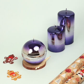 G Decor Purple Two Tone Glitter Glass Candles, 3 of 7