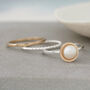 Silver And 9ct Gold Pearl Stacking Ring Set, thumbnail 4 of 7