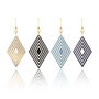 Layered Diamond Shaped Earrings • Gold Plated Sterling Silver Hooks • Available In Four Colours, thumbnail 1 of 7