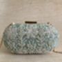 Mint Green Raw Silk Oval Pearl Clutch Bag, thumbnail 4 of 8