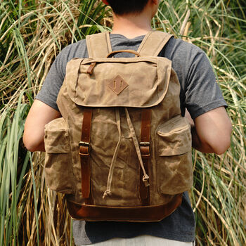 Waxed Canvas Backpack With Draw String, 12 of 12