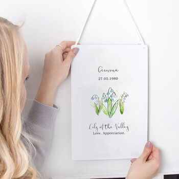 Birth Flower Personalised Water Colour Hanging Print, 8 of 12