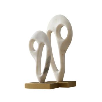 Handmade Abstract Marble Sculptures With Brass Bases, 2 of 2