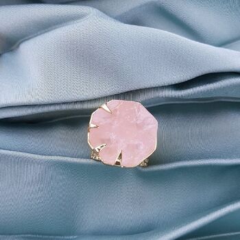 'Hold On' Rose Quartz Adjustable Gold Plated Ring, 4 of 6
