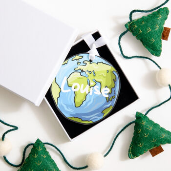 Personalised Globe Christmas Bauble Decoration, 3 of 7