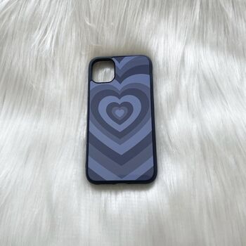 Blue, Grey, Green, Lilac Hearts Phone Case, 4 of 6
